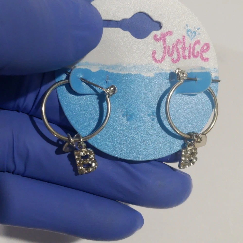 Justice Silver-tone Hoop Earrings Sparkling 